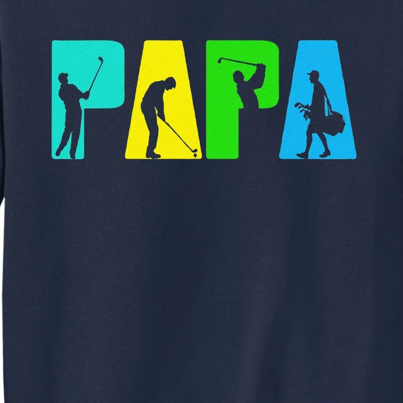 Retro Golfing Papa Golfer. Golf Gifts For Fathers Day Tall Sweatshirt