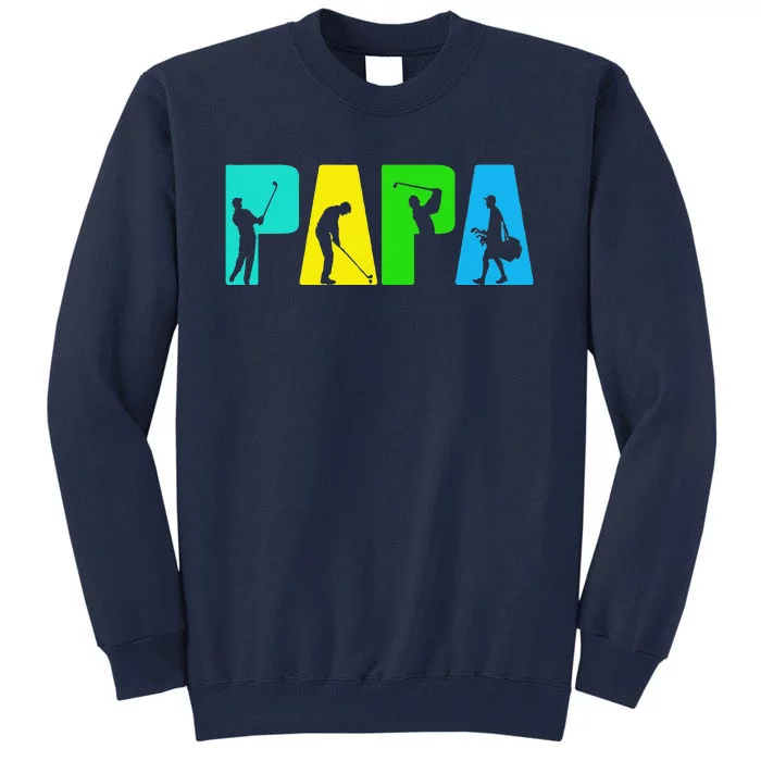 Retro Golfing Papa Golfer. Golf Gifts For Fathers Day Tall Sweatshirt