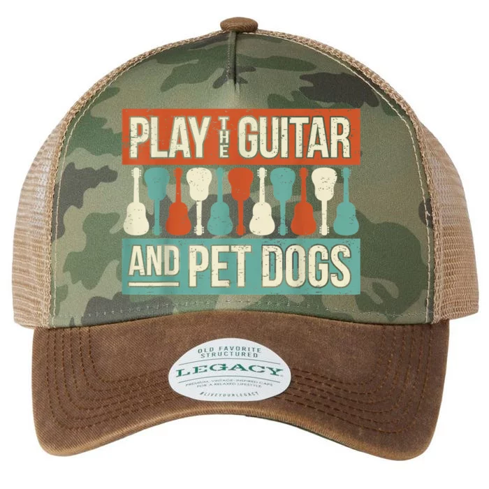 Retro Guitar Player Saying Dog Owner Guitarist I Pet Dogs Legacy Tie Dye Trucker Hat