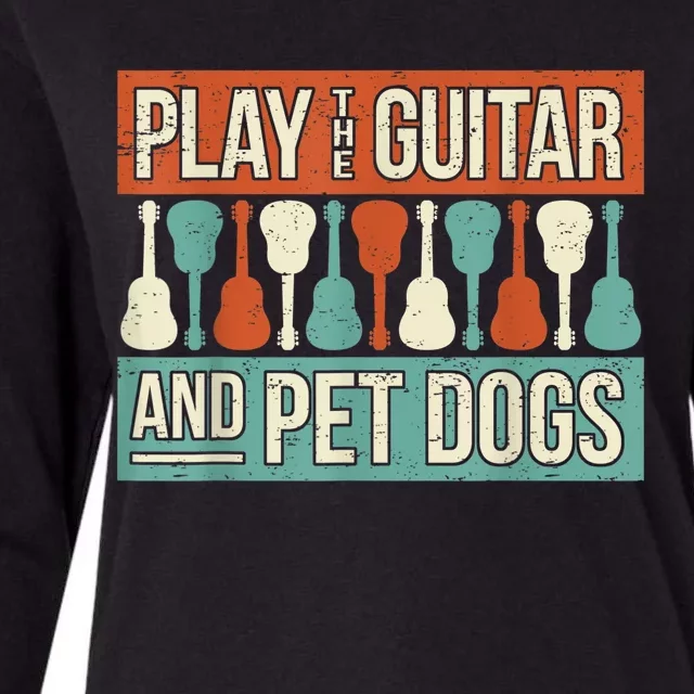 Retro Guitar Player Saying Dog Owner Guitarist I Pet Dogs Womens Cotton Relaxed Long Sleeve T-Shirt