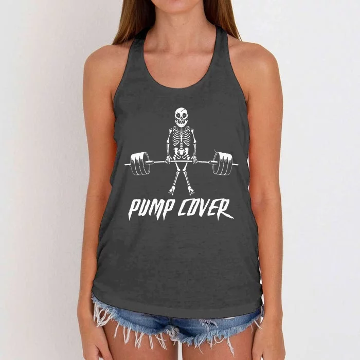 Retro Gym Pump Cover for Deadlift Enthusiasts Hilarious Gymer Gift Women's Knotted Racerback Tank