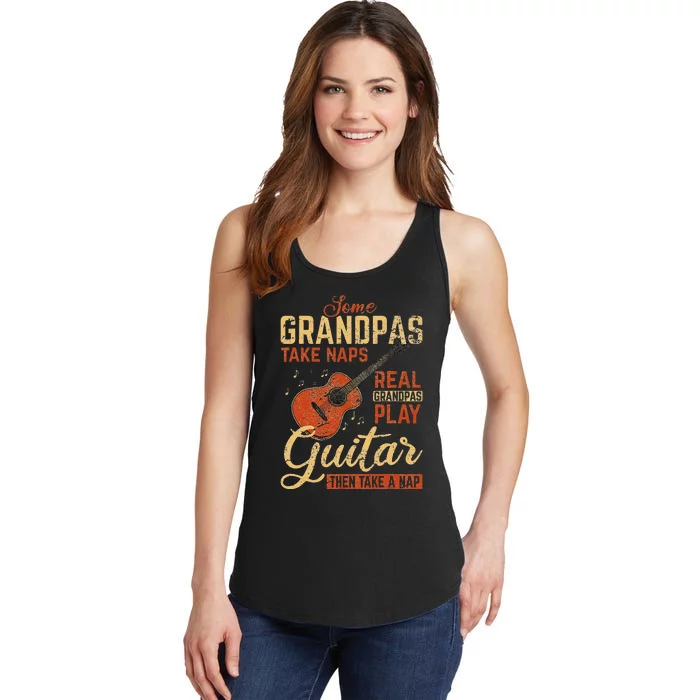 Real Grandpas Play Guitar Then Take Nap Funny Guitarist Ladies Essential Tank