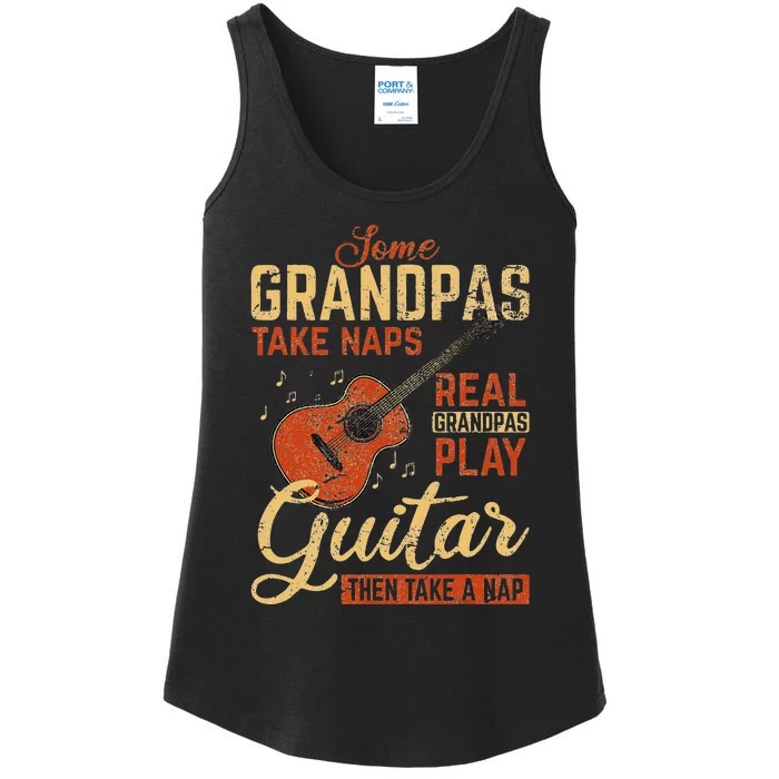 Real Grandpas Play Guitar Then Take Nap Funny Guitarist Ladies Essential Tank