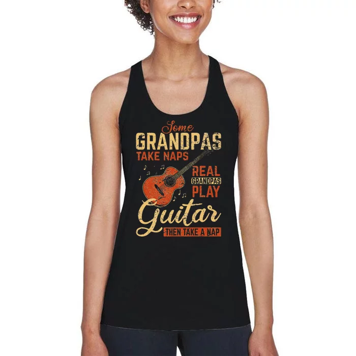 Real Grandpas Play Guitar Then Take Nap Funny Guitarist Women's Racerback Tank