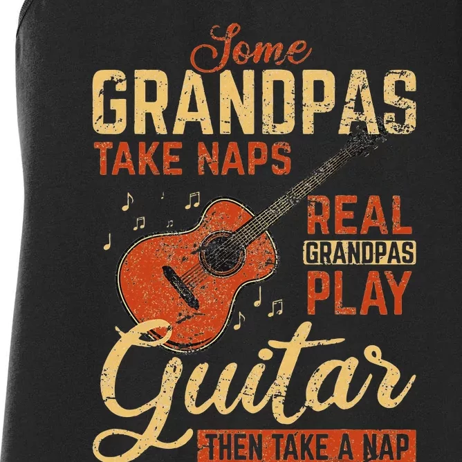 Real Grandpas Play Guitar Then Take Nap Funny Guitarist Women's Racerback Tank