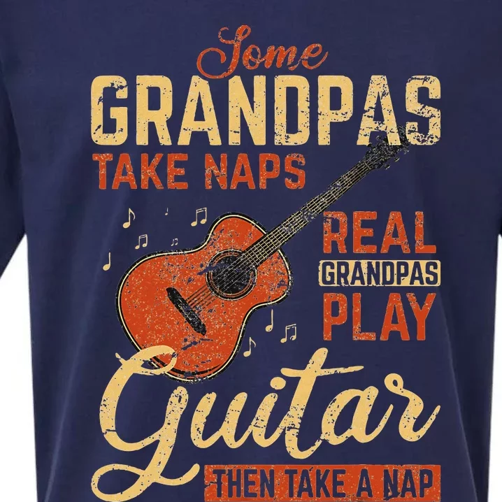 Real Grandpas Play Guitar Then Take Nap Funny Guitarist Sueded Cloud Jersey T-Shirt