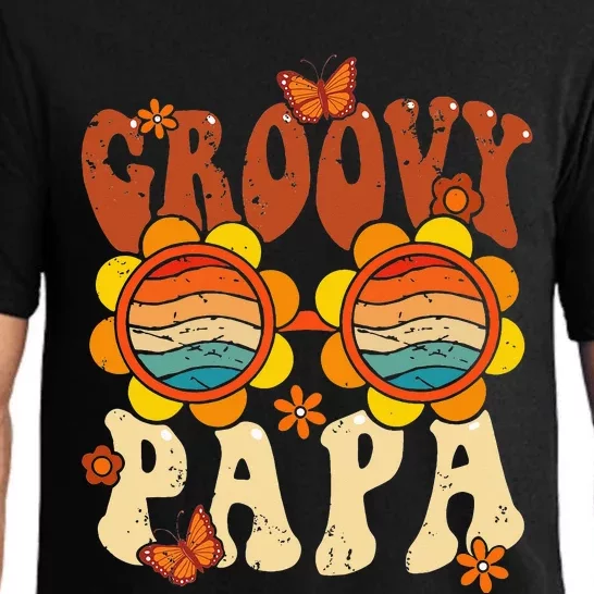 Retro Groovy Papa 70s Aesthetic 1970's Father's Day Pajama Set