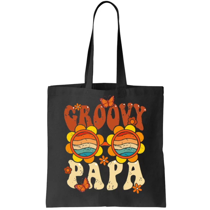 Retro Groovy Papa 70s Aesthetic 1970's Father's Day Tote Bag