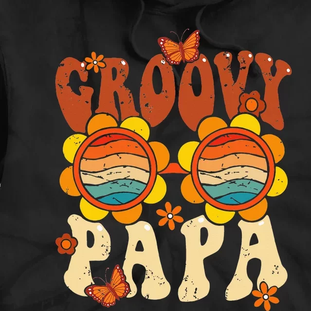 Retro Groovy Papa 70s Aesthetic 1970's Father's Day Tie Dye Hoodie