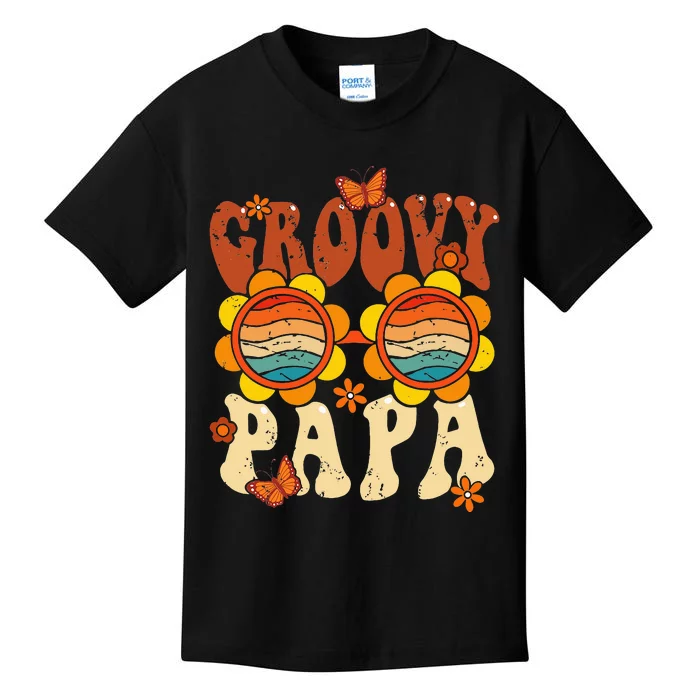 Retro Groovy Papa 70s Aesthetic 1970's Father's Day Kids T-Shirt