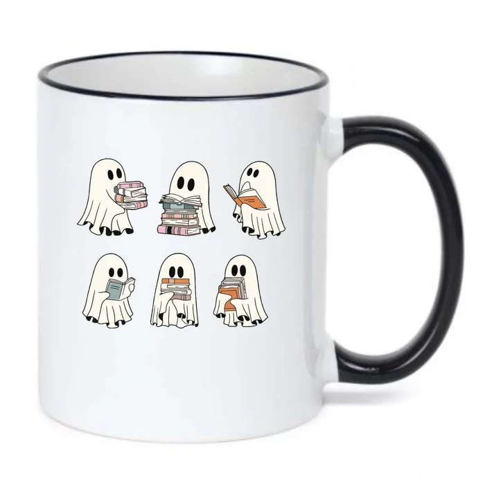 Retro Ghost Reading Book Librarian Teacher Halloween Black Color Changing Mug