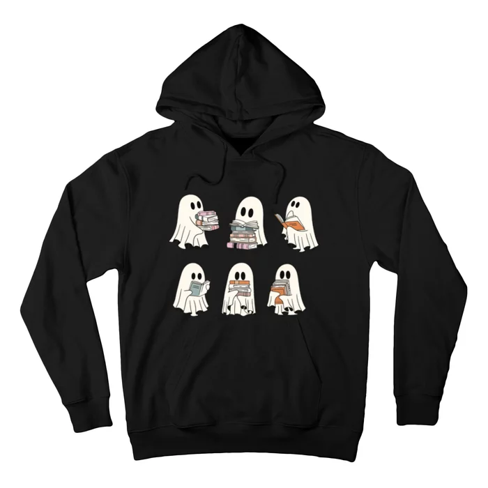 Retro Ghost Reading Book Librarian Teacher Halloween Hoodie