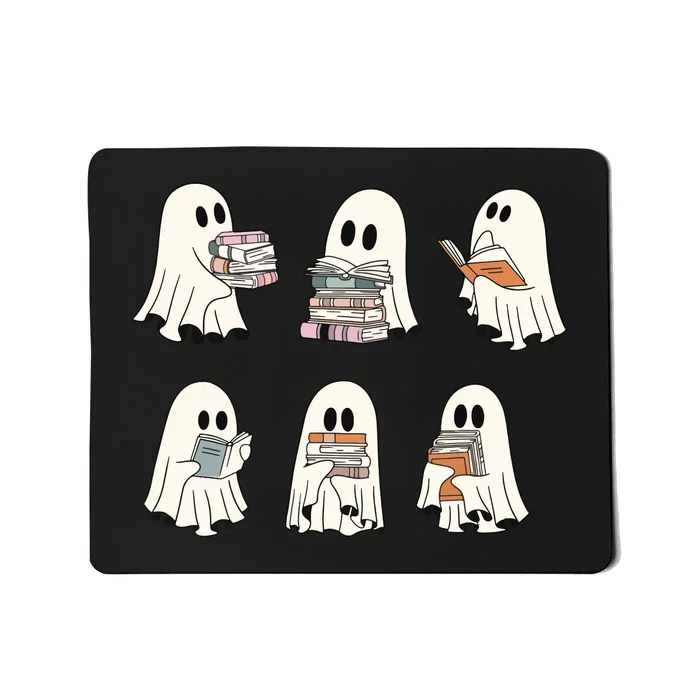 Retro Ghost Reading Book Librarian Teacher Halloween Mousepad