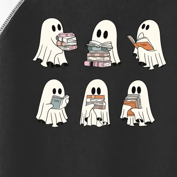 Retro Ghost Reading Book Librarian Teacher Halloween Toddler Fine Jersey T-Shirt