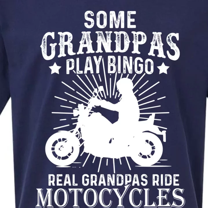 Real Grandpas Ride Motorcycles Funny Gift For Grandfather Funny Gift Sueded Cloud Jersey T-Shirt