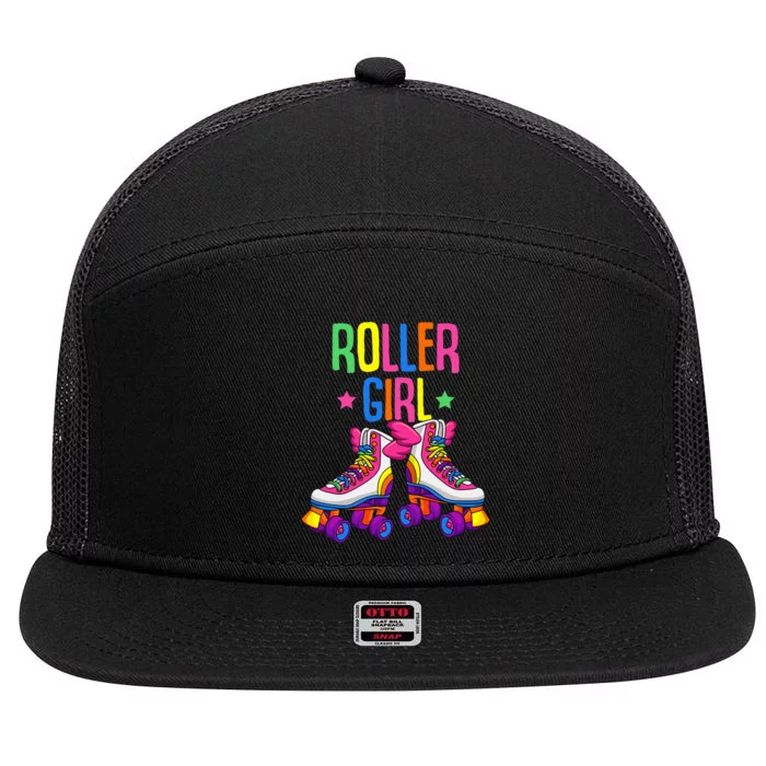 Roller Girl Roller Skates Skating 7 Panel Mesh Trucker Snapback Hat