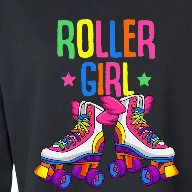 Roller Girl Roller Skates Skating Cropped Pullover Crew