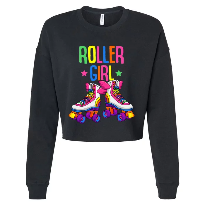 Roller Girl Roller Skates Skating Cropped Pullover Crew