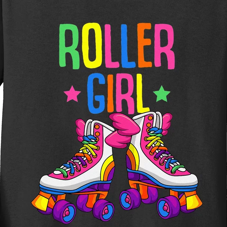 Roller Girl Roller Skates Skating Kids Long Sleeve Shirt