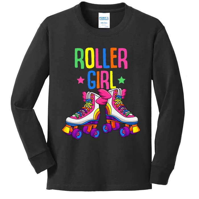 Roller Girl Roller Skates Skating Kids Long Sleeve Shirt