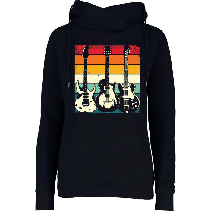 Retro Guitar Womens Funnel Neck Pullover Hood