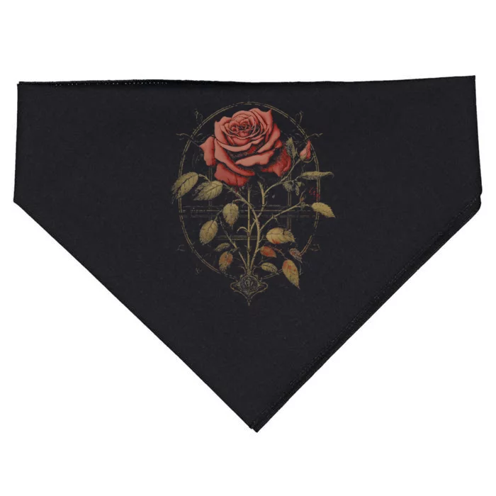 Red Goth Rose Flowers Witchcraft Gothic Aesthetic USA-Made Doggie Bandana