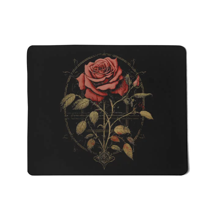 Red Goth Rose Flowers Witchcraft Gothic Aesthetic Mousepad