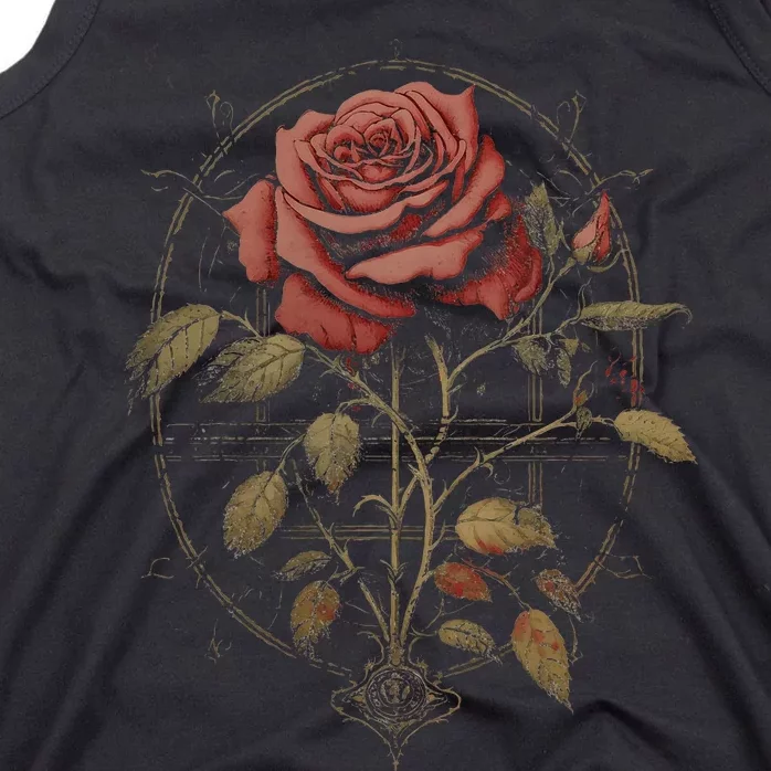 Red Goth Rose Flowers Witchcraft Gothic Aesthetic Tank Top