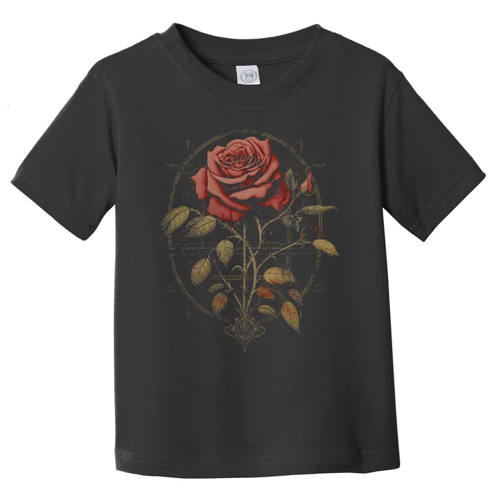 Red Goth Rose Flowers Witchcraft Gothic Aesthetic Toddler T-Shirt