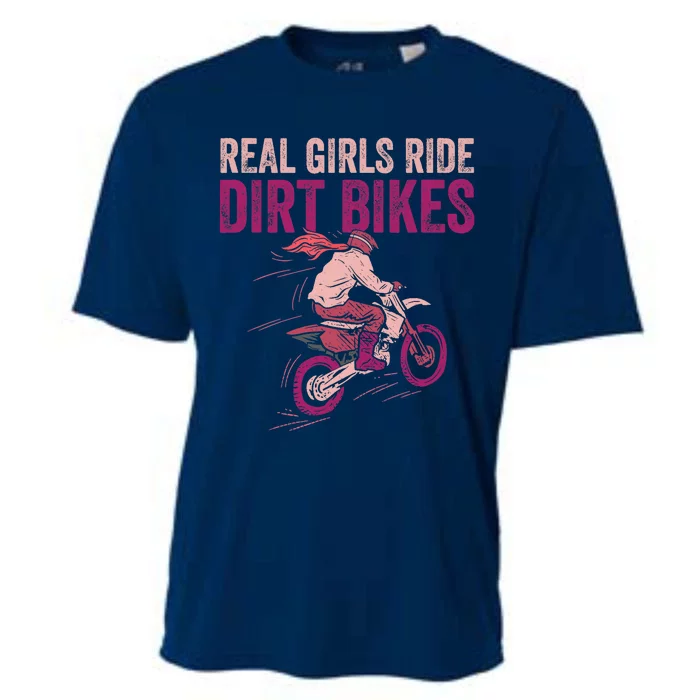 Real Girl Ride Dirt Bikes Dirt Biking Offroad Motorcycle Cooling Performance Crew T-Shirt