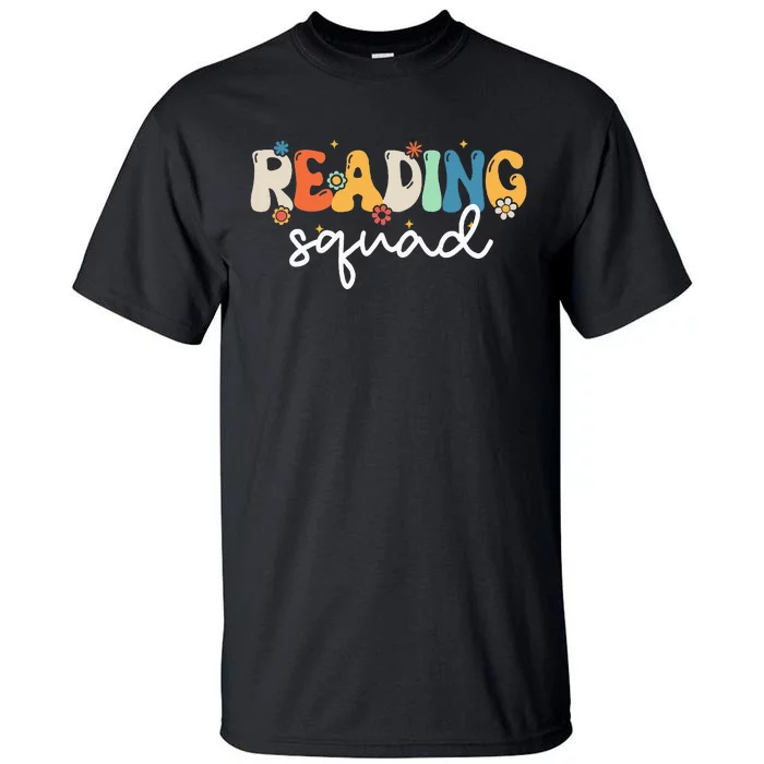 Retro Groovy Reading Squad Girls Cute Reading Teacher Tall T-Shirt