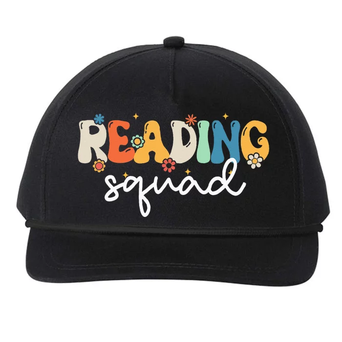 Retro Groovy Reading Squad Girls Cute Reading Teacher Snapback Five-Panel Rope Hat