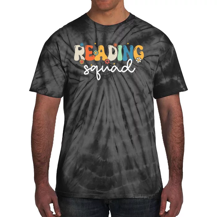 Retro Groovy Reading Squad Girls Cute Reading Teacher Tie-Dye T-Shirt