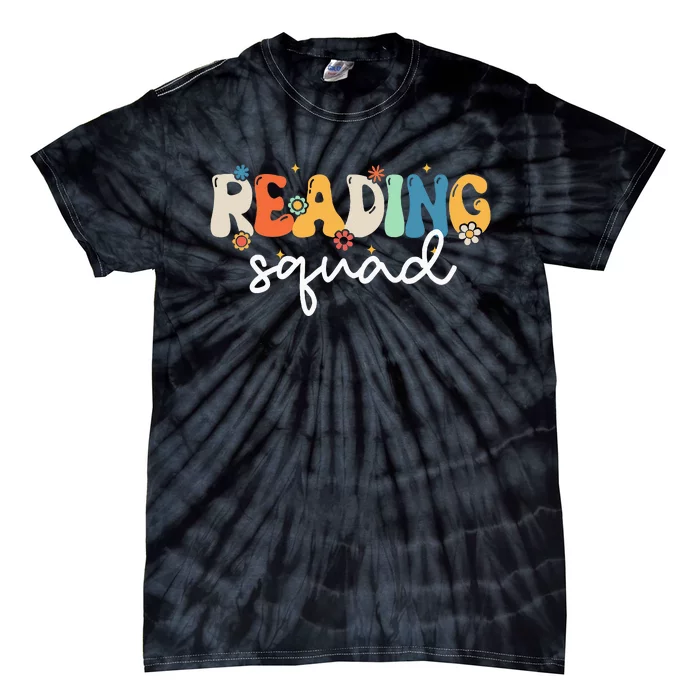 Retro Groovy Reading Squad Girls Cute Reading Teacher Tie-Dye T-Shirt