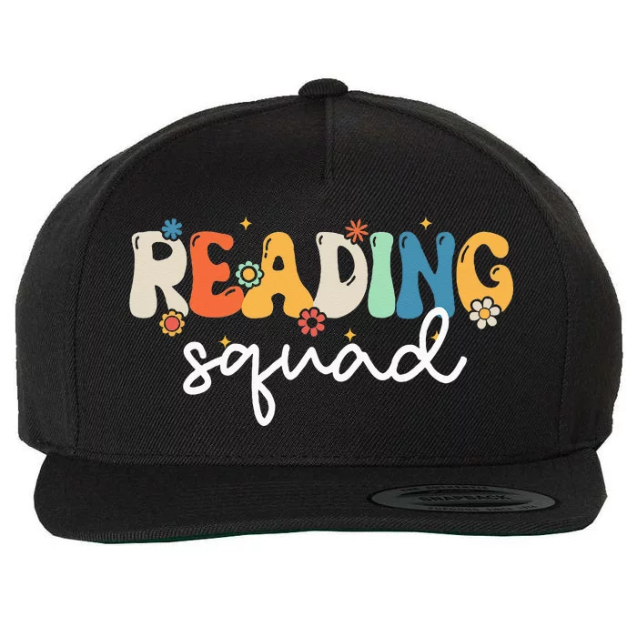 Retro Groovy Reading Squad Girls Cute Reading Teacher Wool Snapback Cap