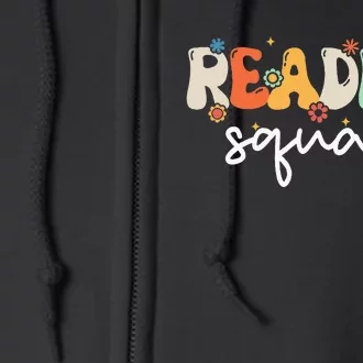 Retro Groovy Reading Squad Girls Cute Reading Teacher Full Zip Hoodie