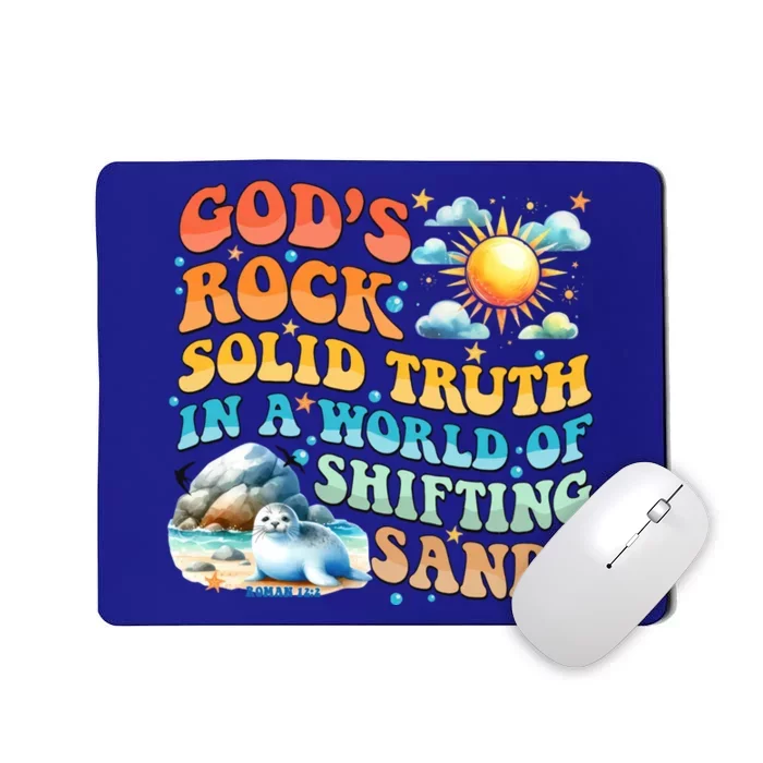 Retro GodS Rock Solid Truth Summer Camp Vbs 2024 Gift Mousepad