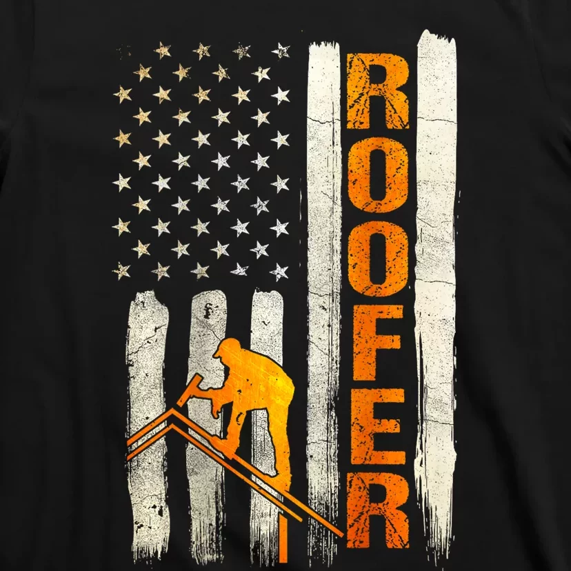 Roofer Gifts Roofing Design On Back Of T-Shirt