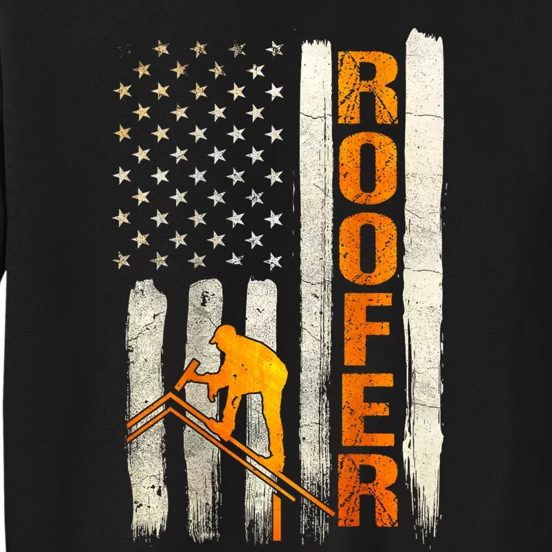 Roofer Gifts Roofing Design On Back Of Tall Sweatshirt