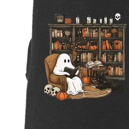 Retro Ghost Reading Books Librarian Ghost Halloween Doggie 3-End Fleece Hoodie