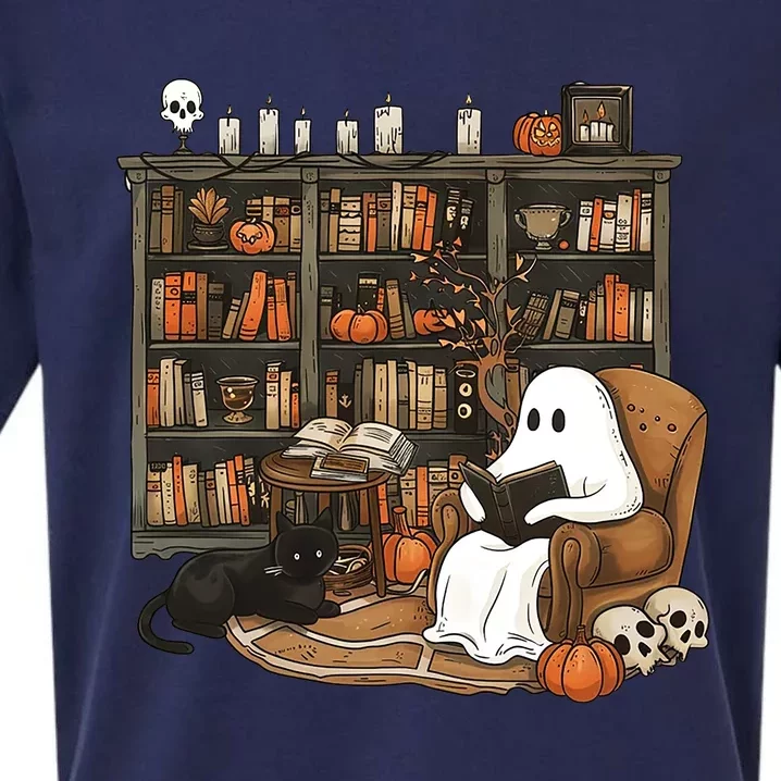 Retro Ghost Reading Books Sueded Cloud Jersey T-Shirt