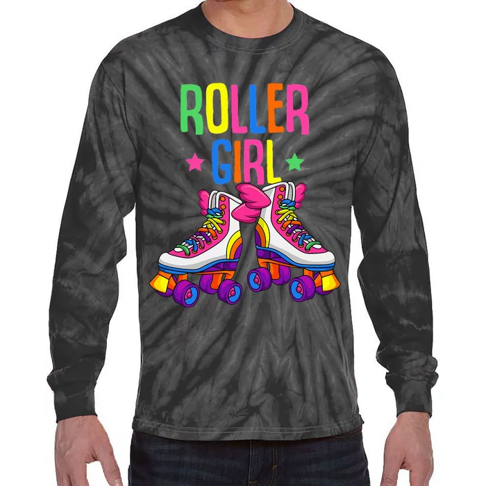 Roller Girl Roller Skates Skating Tie-Dye Long Sleeve Shirt