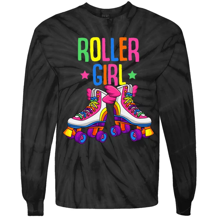 Roller Girl Roller Skates Skating Tie-Dye Long Sleeve Shirt