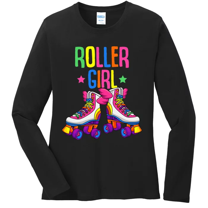 Roller Girl Roller Skates Skating Ladies Long Sleeve Shirt