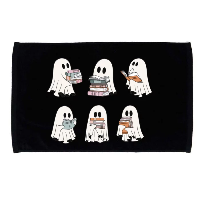 Retro Ghosts Reading Books Teacher Librarian Halloween Cute Gift Microfiber Hand Towel