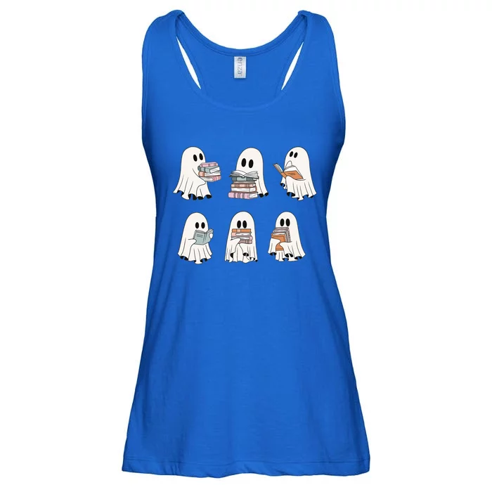 Retro Ghosts Reading Books Teacher Librarian Halloween Cute Gift Ladies Essential Flowy Tank