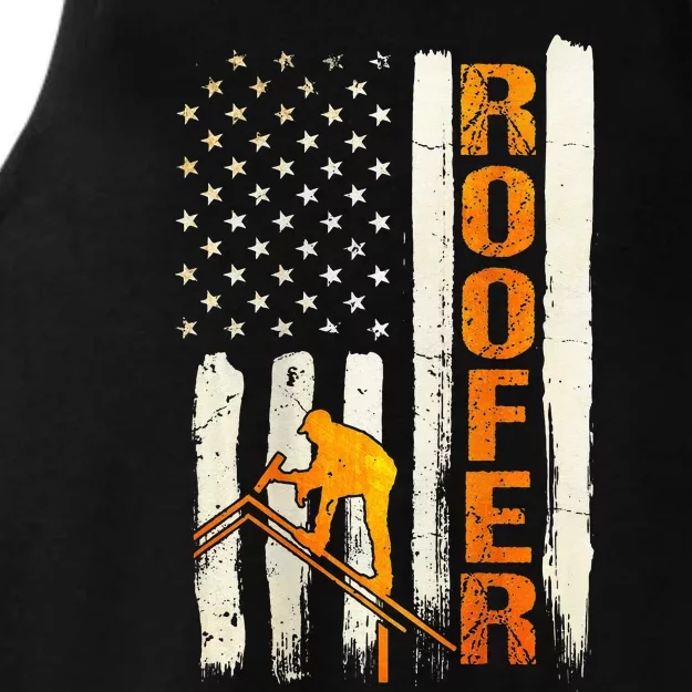 Roofer Gifts Roofing Design On Back Of Clothing Ladies Tri-Blend Wicking Tank