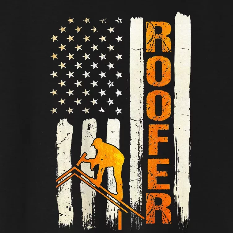 Roofer Gifts Roofing Design On Back Of Clothing Women's Crop Top Tee