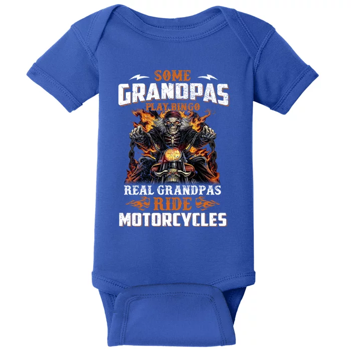 Real Grandpas Ride Motorcycle Funny Motor Grandpa Biker Cute Gift Baby Bodysuit