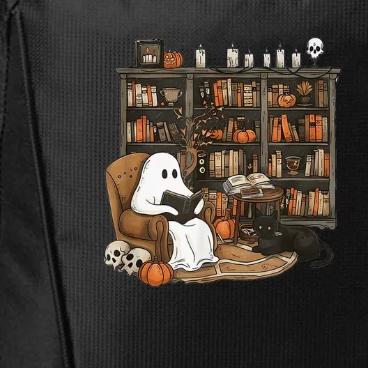 Retro Ghost Reading Books Librarian Ghost Halloween City Backpack